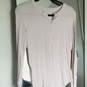 Light Pink Henley Long Sleeved Shirt